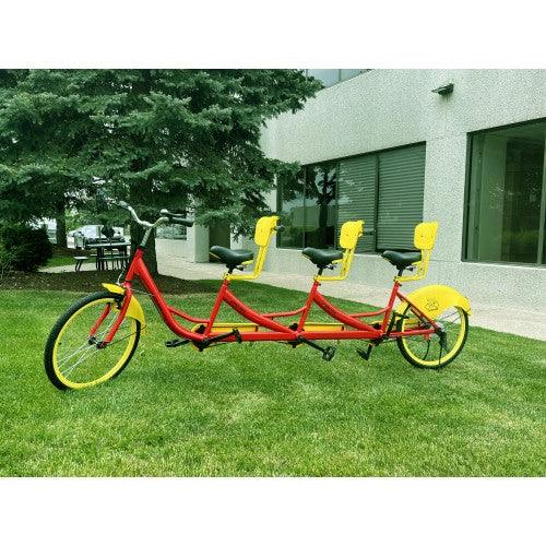 TOYTEXX 24 inch Wheels 3-Seat Tandem Bicycle Family Cruise Comfort Bike for Adults, Couples, Families (Red) - Toytexx TOYTEXX 24 inch Wheels 3-Seat Tandem Bicycle Family Cruise Comfort Bike for Adults, Couples, Families (Red) - Toytexx